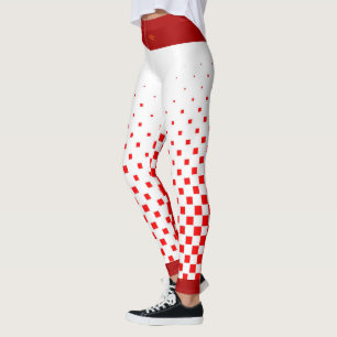 Red and White Gradient Checkers with Red Top Leggings