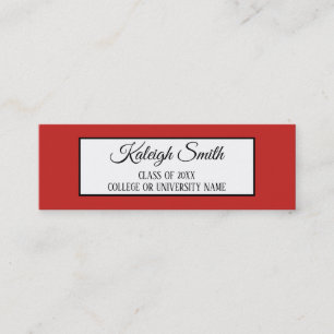 Red and White Graduation Insert Name Card