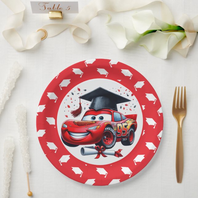 Red And White Graduation Kindergarten  Paper Plate (Wedding)