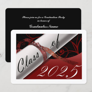 Red and White Graduation Party Invitation