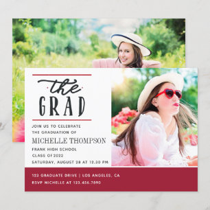 Red and White Graduation Party Invitation