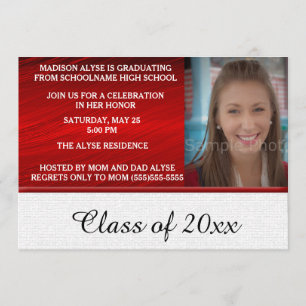 Red and White Graduation Party Invitation