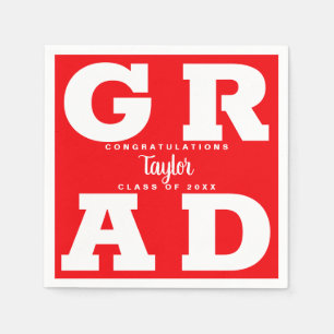 Red and White Graduation Party Napkin
