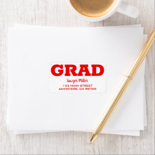 Red and White Graduation Return Address Label
