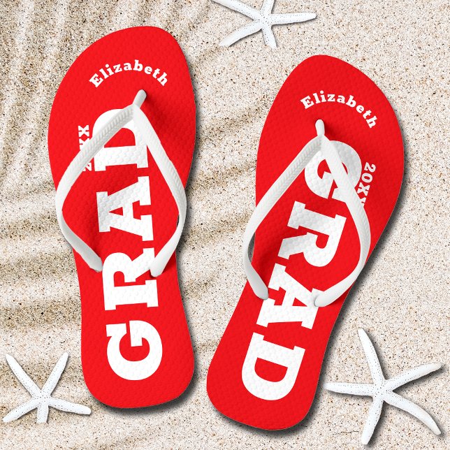Red and White Graduation Senior Class Flip Flops (Red and White Graduation Senior Class Flip Flops)