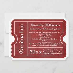 Red and White Graduation Ticket Invitations