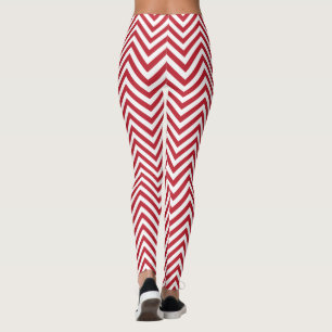 Red and white graphic design Zigzag Pattern Leggings
