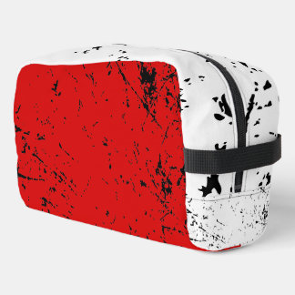 Red and White Grunge-style Dopp Kit