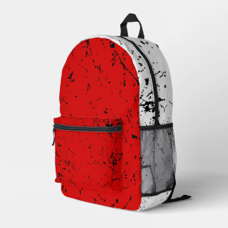 Red and White Grunge-style Printed Backpack