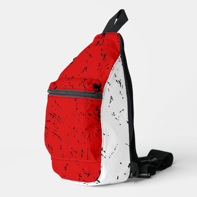 Red and White Grunge-style Sling Bag (Right Corner)