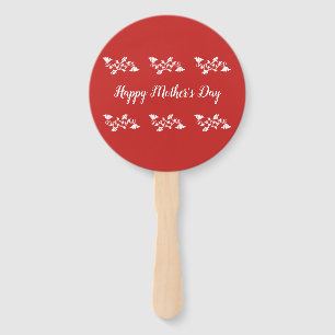 Red and White Happy Mother's Day Hand Fan