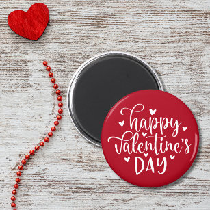 Red and White Happy Valentine's Day with Hearts Magnet