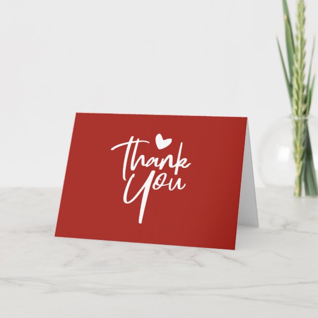 Red and White Heart Company Thank You Card (Front)