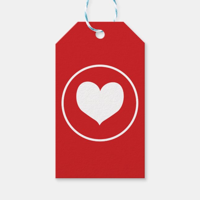 Red and White Heart Gift Tags (Front)