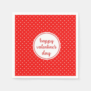 Red and White Heart Happy Valentine's Day Napkin