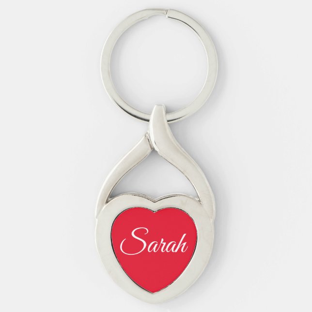 Red and White Heart Key Ring (Front)