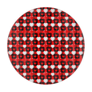Red And White Heart Pattern Cutting Board