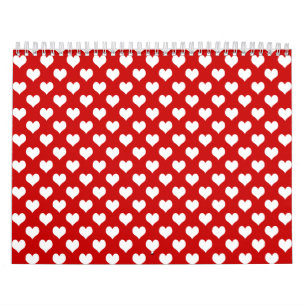 Red and White Heart Pattern Fabric Calendar