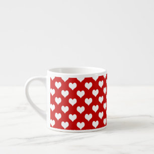 Red and White Heart Pattern Fabric Espresso Cup