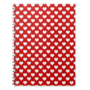 Red and White Heart Pattern Fabric Notebook