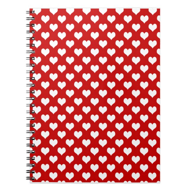 Red and White Heart Pattern Fabric  Notebook (Front)
