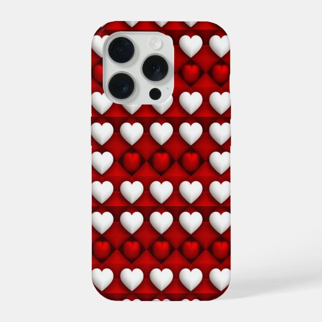 Red And White Heart Pattern iPhone Case (Back)
