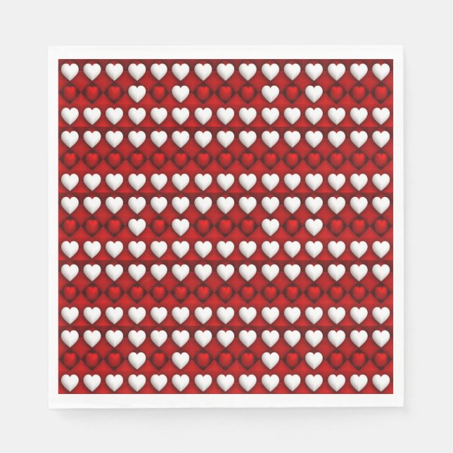Red And White Heart Pattern Napkin (Front)