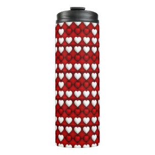 Red And White Heart Pattern Thermal Tumbler