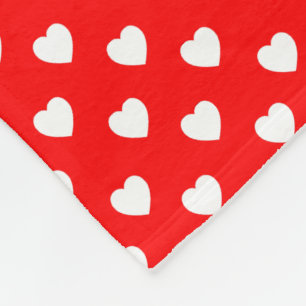 Red And White Heart Polka Dot Pattern Fleece Blanket