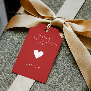 Red and White Heart Valentine's Day Gift Tags