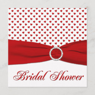 Red and White Hearts Bridal Shower Invitation