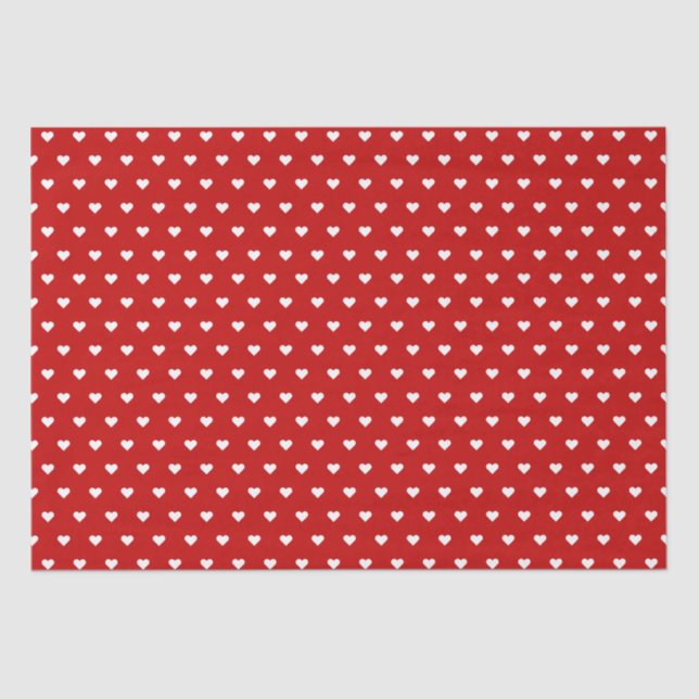 Red and White Hearts | Custom Tissue Paper (Front)