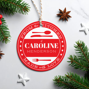 Red and White Hearts Made With Love Food Favour Tags