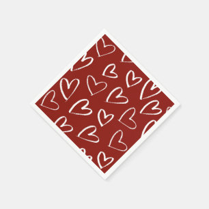 Red and White Hearts  Napkin
