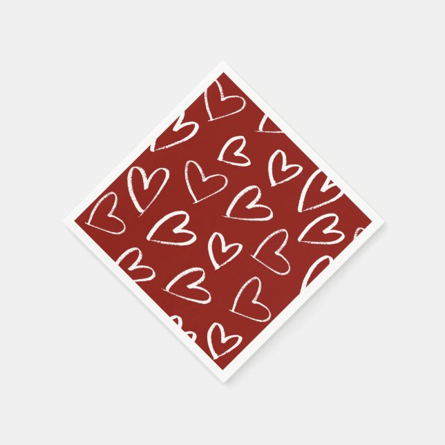 Red and White Hearts  Napkin (Corner)