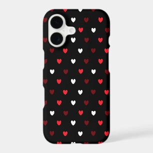 Red and white hearts on black