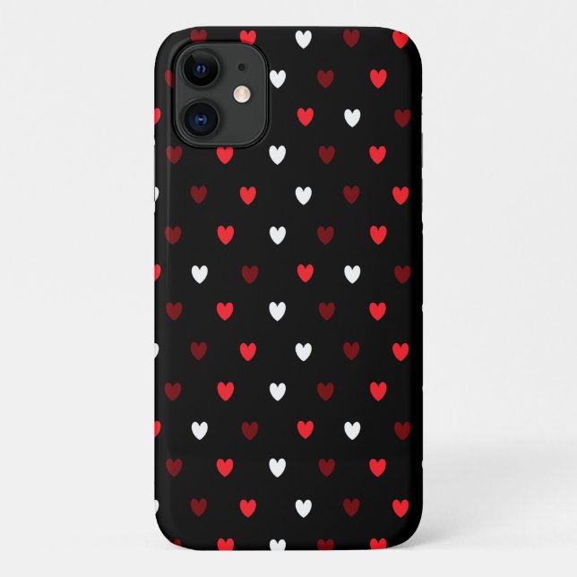 Red and white hearts on black Case-Mate iPhone case (Back)