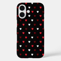 Red and white hearts on black