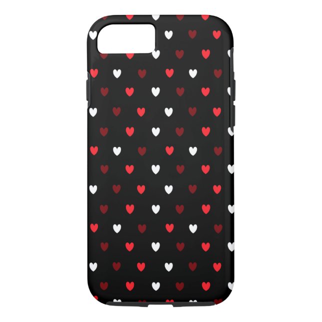Red and white hearts on black Case-Mate iPhone case (Back)