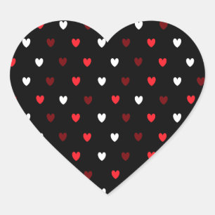 Red and white hearts on black heart sticker
