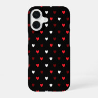 Red and white hearts on black