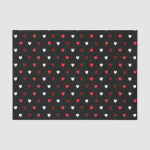 Red and white hearts on black tissue paper
