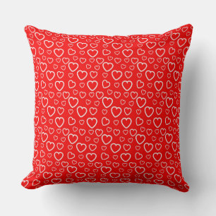 Red and White Hearts Pattern Cushion
