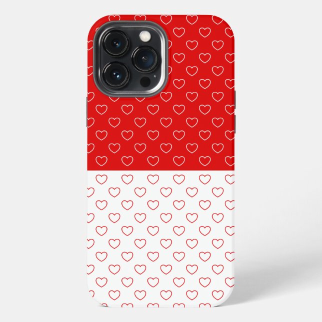 Red And White Hearts Pattern iPhone Case (Back)