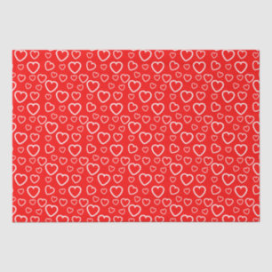 Red and White Hearts Pattern Tissue Paper