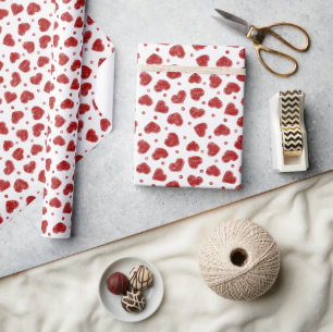 Red and White Hearts pattern Wrapping Paper
