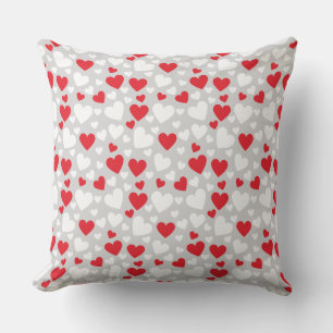 Red and White Hearts Throw Pillow