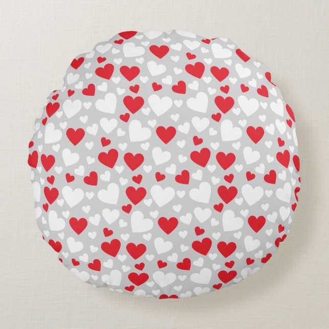 Red and White Hearts Throw Pillow (Front)