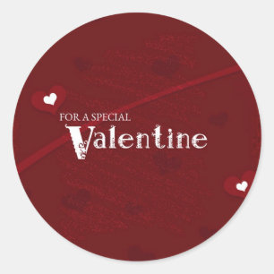 Red and White Hearts Valentine Round Sticker
