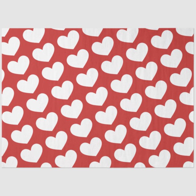 Red and White Hearts Valentine's Day Tissue Paper (Front)